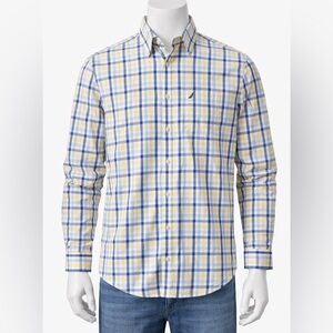 Nautica Plaid Button-Up Shirt – Classic Fit – Size XL